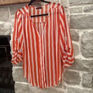 Orange and White Top